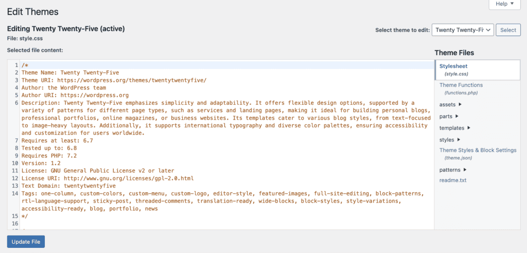 Theme file editor